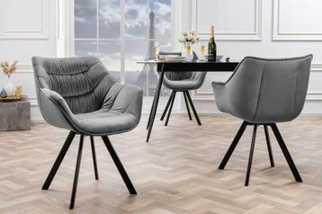 Drehbarer Stuhl THE DUTCH COMFORT grau Samt mit Armlehnen Mo