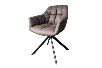 Drehbarer Stuhl PAPILLON braun Echtleder mit Armlehne schwar